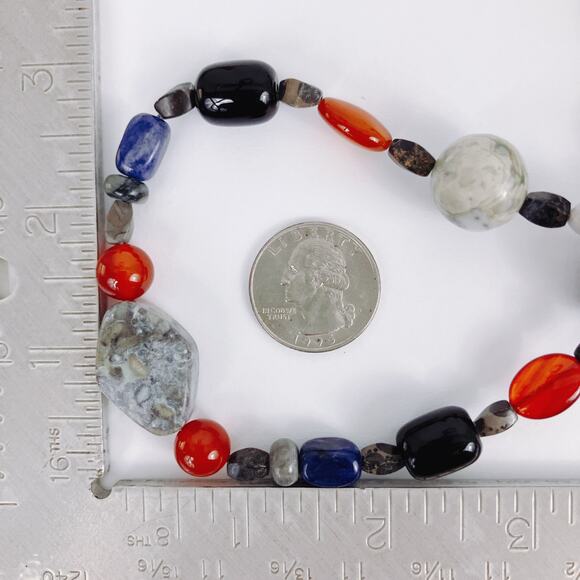 Jay King DTR Multi Gemstone Necklace, Sterling Silver Carnelian Sodalite Jasper - Picture 11 of 12